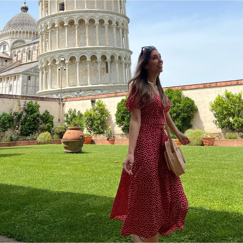 Red Patterned Two Piece Flowy Spring & Summer Set - Picture 5 of 6